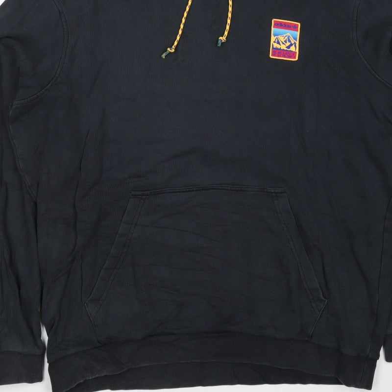 Adidas Men’s Black L Pullover Hoodie Mountain Patch Kangaroo Pocket