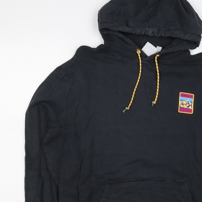 Adidas Men’s Black L Pullover Hoodie Mountain Patch Kangaroo Pocket