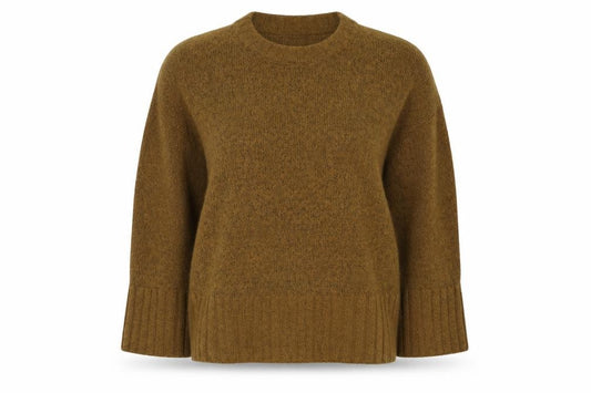 Zara Women Brown M Knit Pullover Crew Neck Long Sleeve Jumper