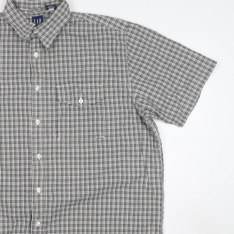 Gap Men’s Grey Check Cotton Short Sleeve Button-Down Shirt Size M