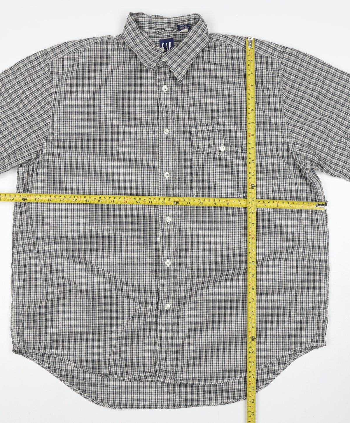 Gap Men’s Grey Check Cotton Short Sleeve Button-Down Shirt Size M
