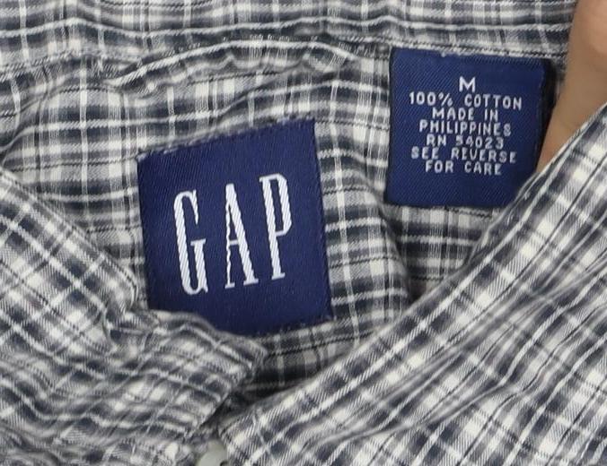 Gap Men’s Grey Check Cotton Short Sleeve Button-Down Shirt Size M
