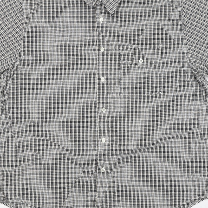 Gap Men’s Grey Check Cotton Short Sleeve Button-Down Shirt Size M