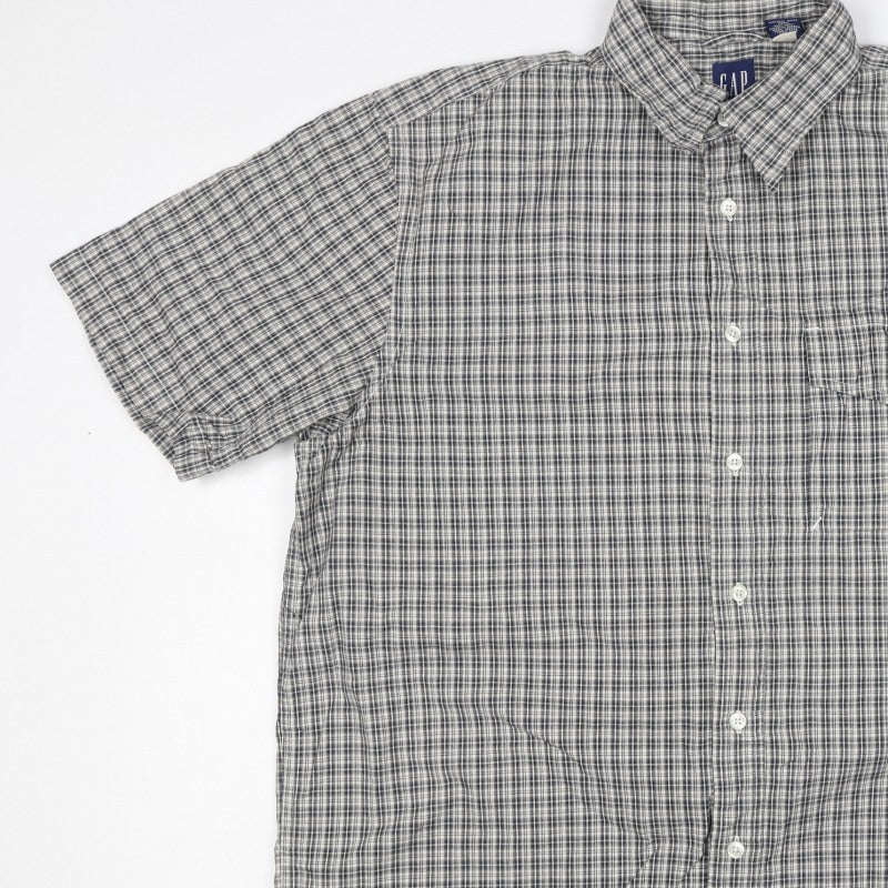 Gap Men’s Grey Check Cotton Short Sleeve Button-Down Shirt Size M