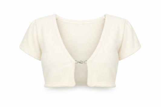 H&M Divided Women Ivory Size 8 Short Sleeve Knit Shrug Cardigan
