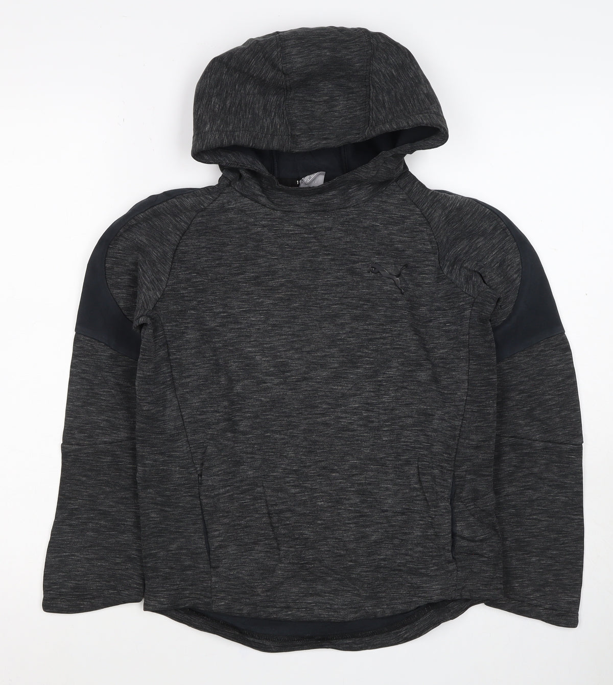 Puma Boys Grey 13 Years Pullover Hoodie Logo Pockets