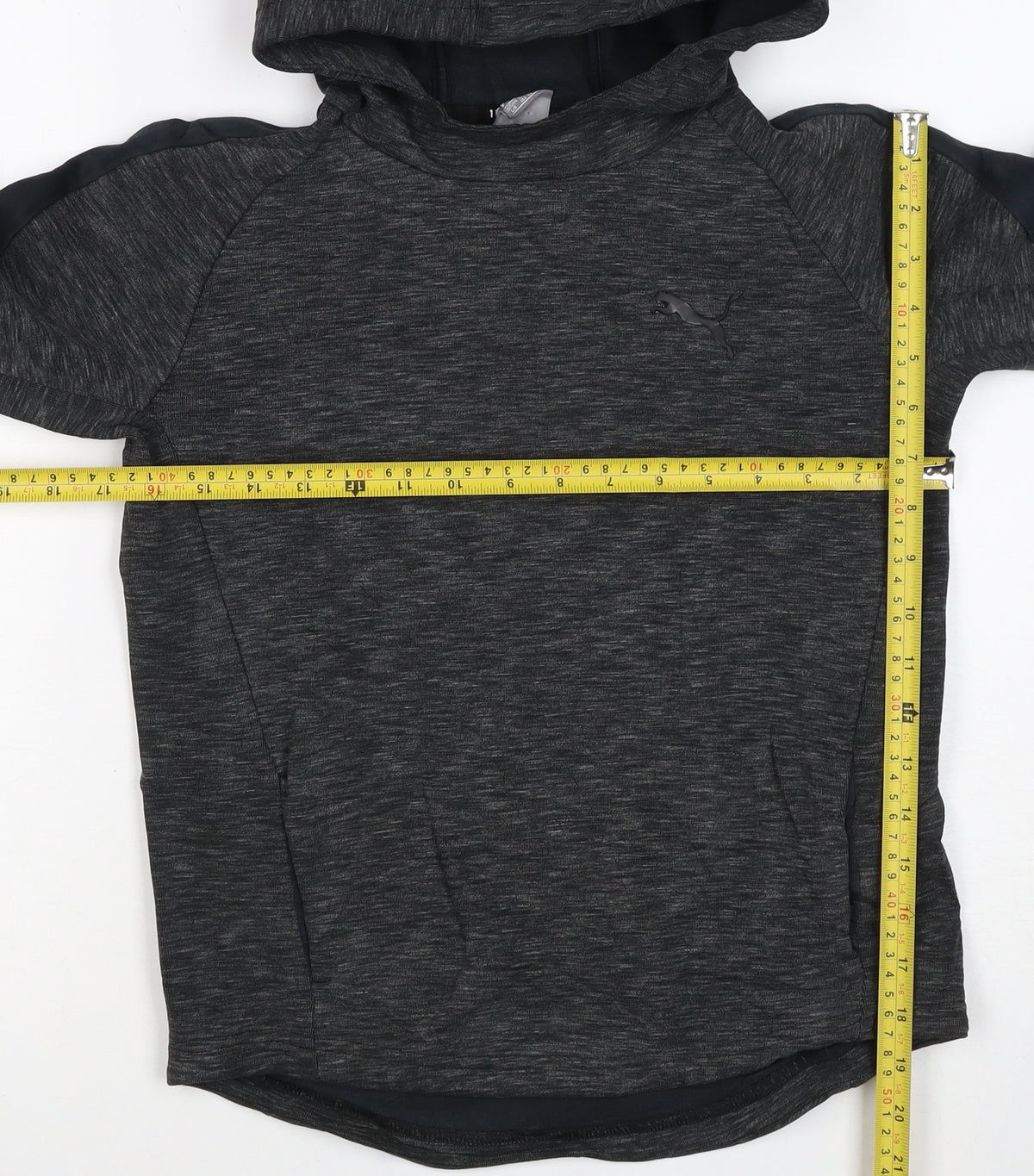 Puma Boys Grey 13 Years Pullover Hoodie Logo Pockets
