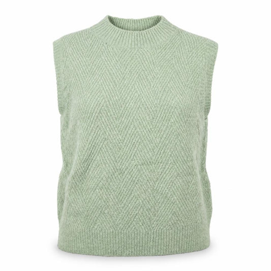Marks and Spencer Women Green S Herringbone Knit Sleeveless Jumper Vest