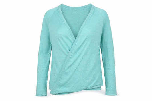 Faface Women’s Green Cotton Wrap Cardigan UK 6 V-Neck Long Sleeve