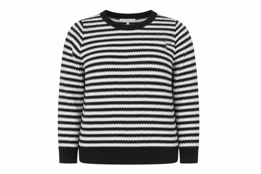 Next Women’s Black White Striped Knit Jumper Size 22 Crew Neck