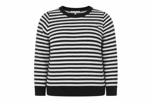 Next Women’s Black White Striped Knit Jumper Size 22 Crew Neck