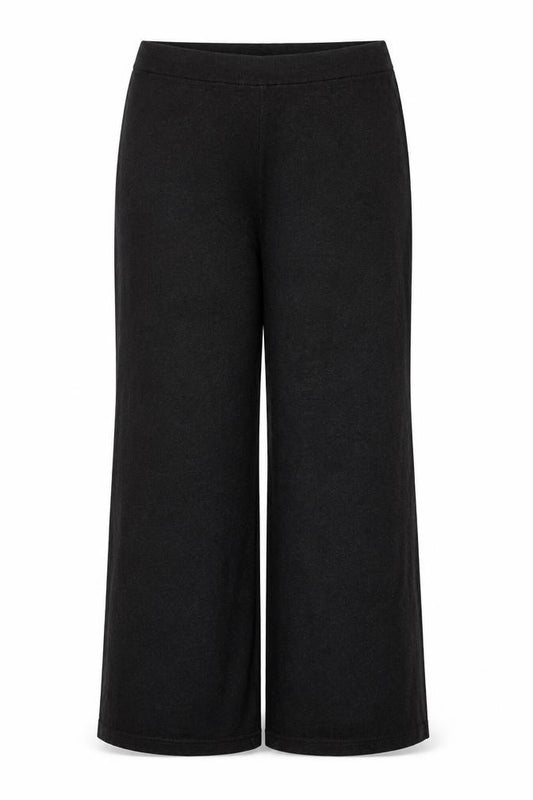 Esmara Women’s Black Wide-Leg Knit Trousers UK 12/14 Elastic Waist