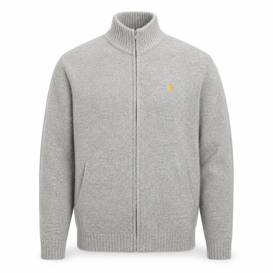 Carhartt Mens Grey 2XL Full Zip Wool High Neck Knit Cardigan