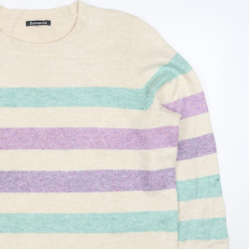 Bonmarché Women Multicoloured UK 20 Striped Knit Pullover Jumper