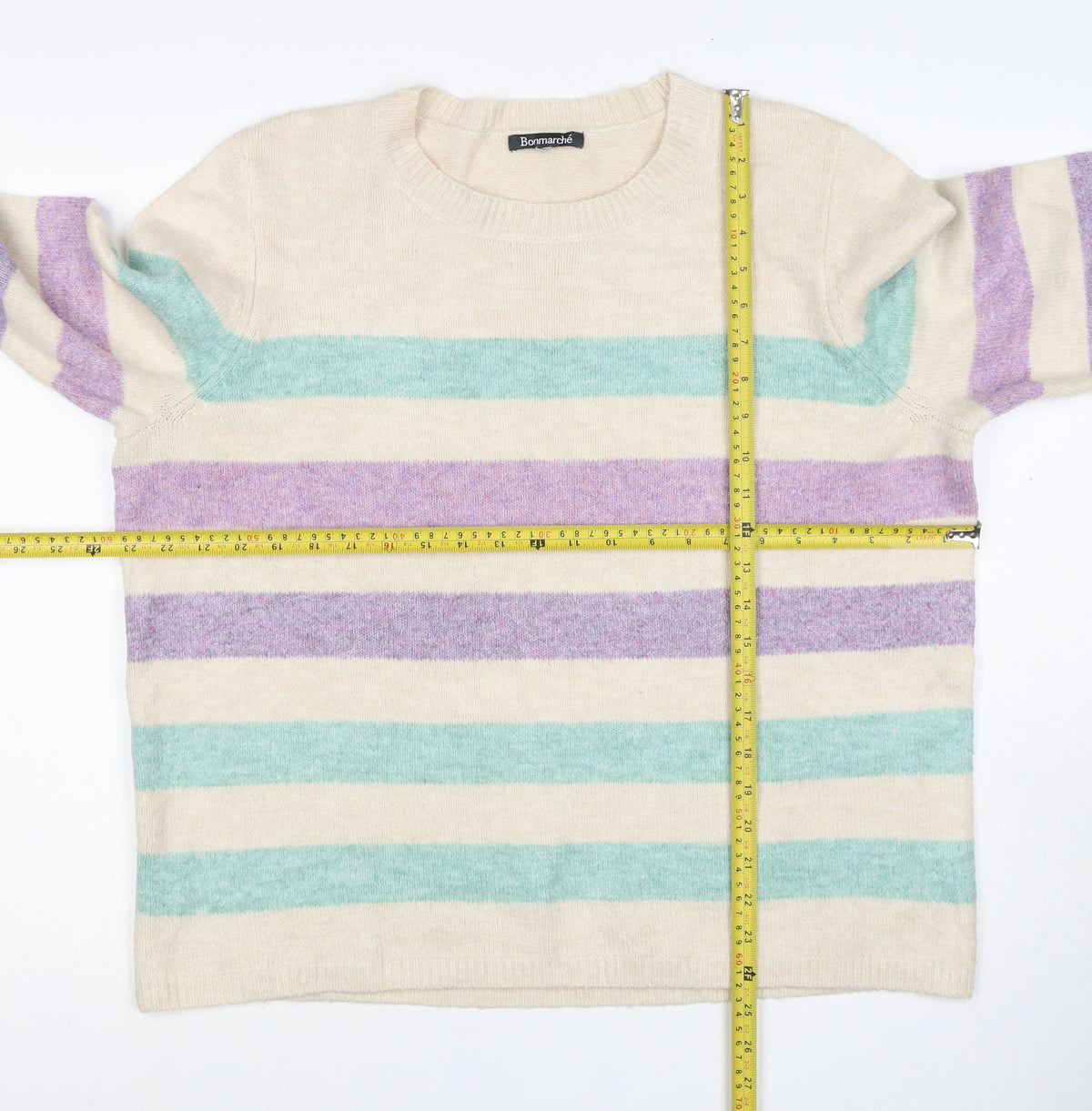 Bonmarché Women Multicoloured UK 20 Striped Knit Pullover Jumper