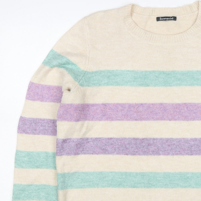 Bonmarché Women Multicoloured UK 20 Striped Knit Pullover Jumper
