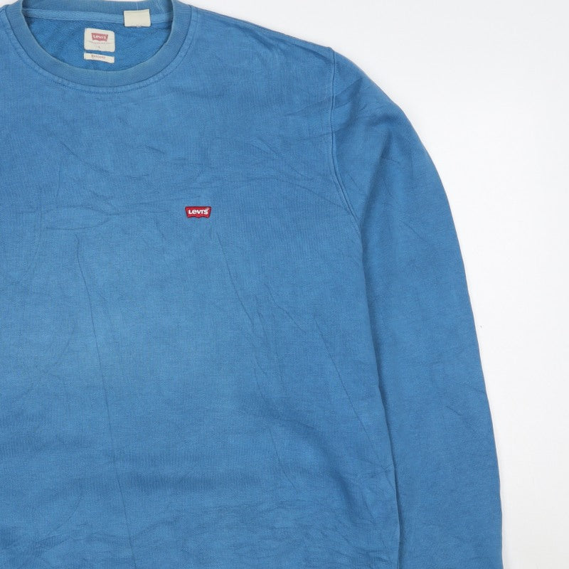 Levi's Men's Blue L Pullover Crew Neck Logo Fleece Sweatshirt