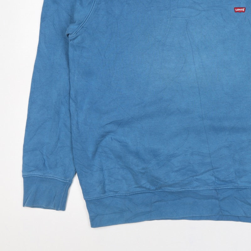 Levi's Men's Blue L Pullover Crew Neck Logo Fleece Sweatshirt