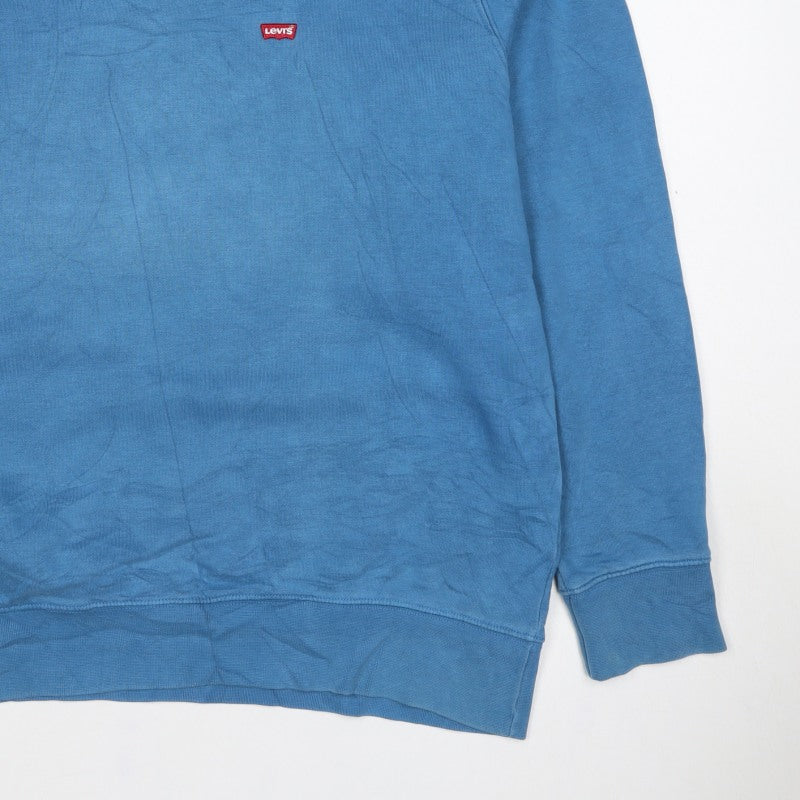Levi's Men's Blue L Pullover Crew Neck Logo Fleece Sweatshirt