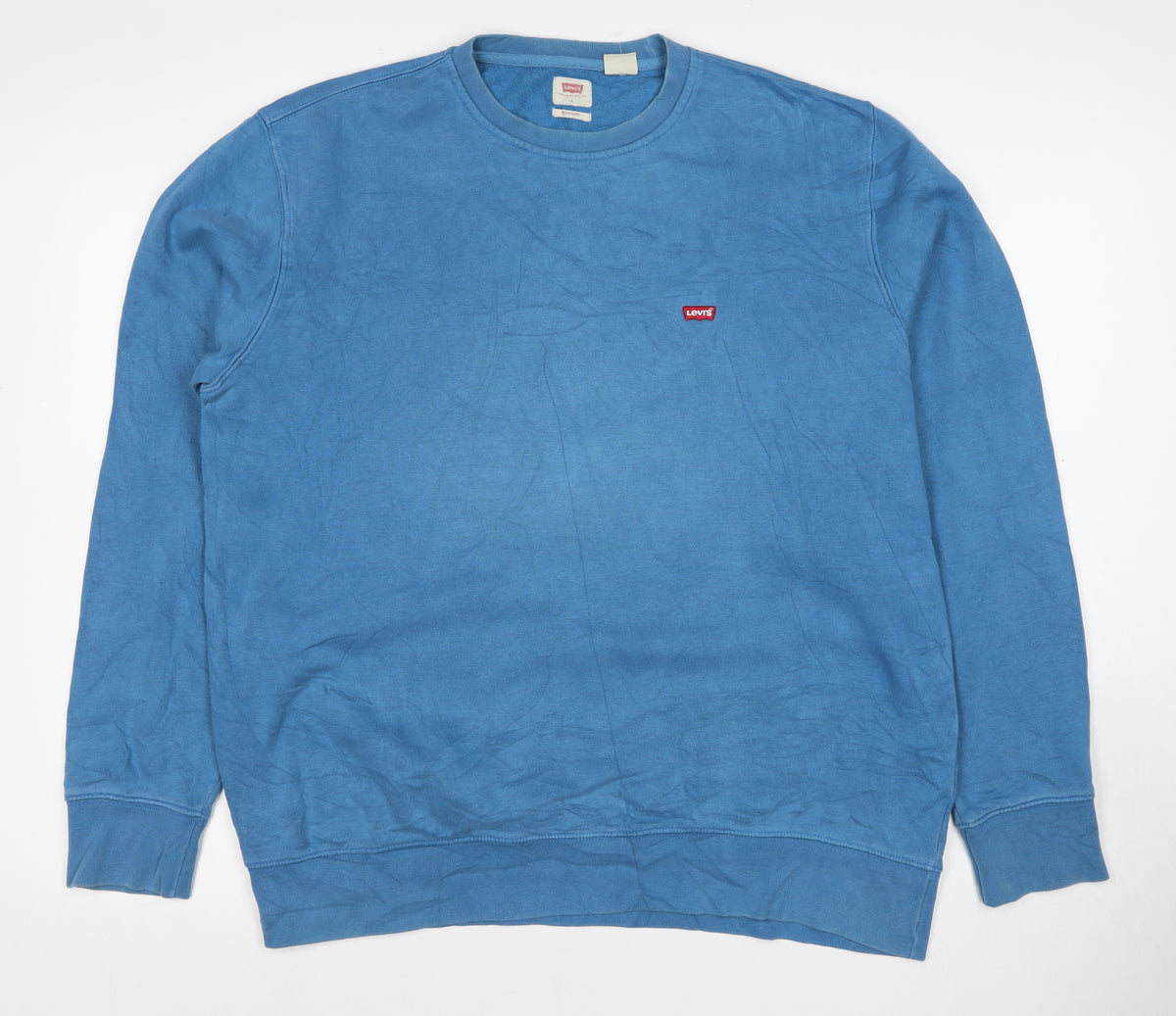 Levi's Men's Blue L Pullover Crew Neck Logo Fleece Sweatshirt