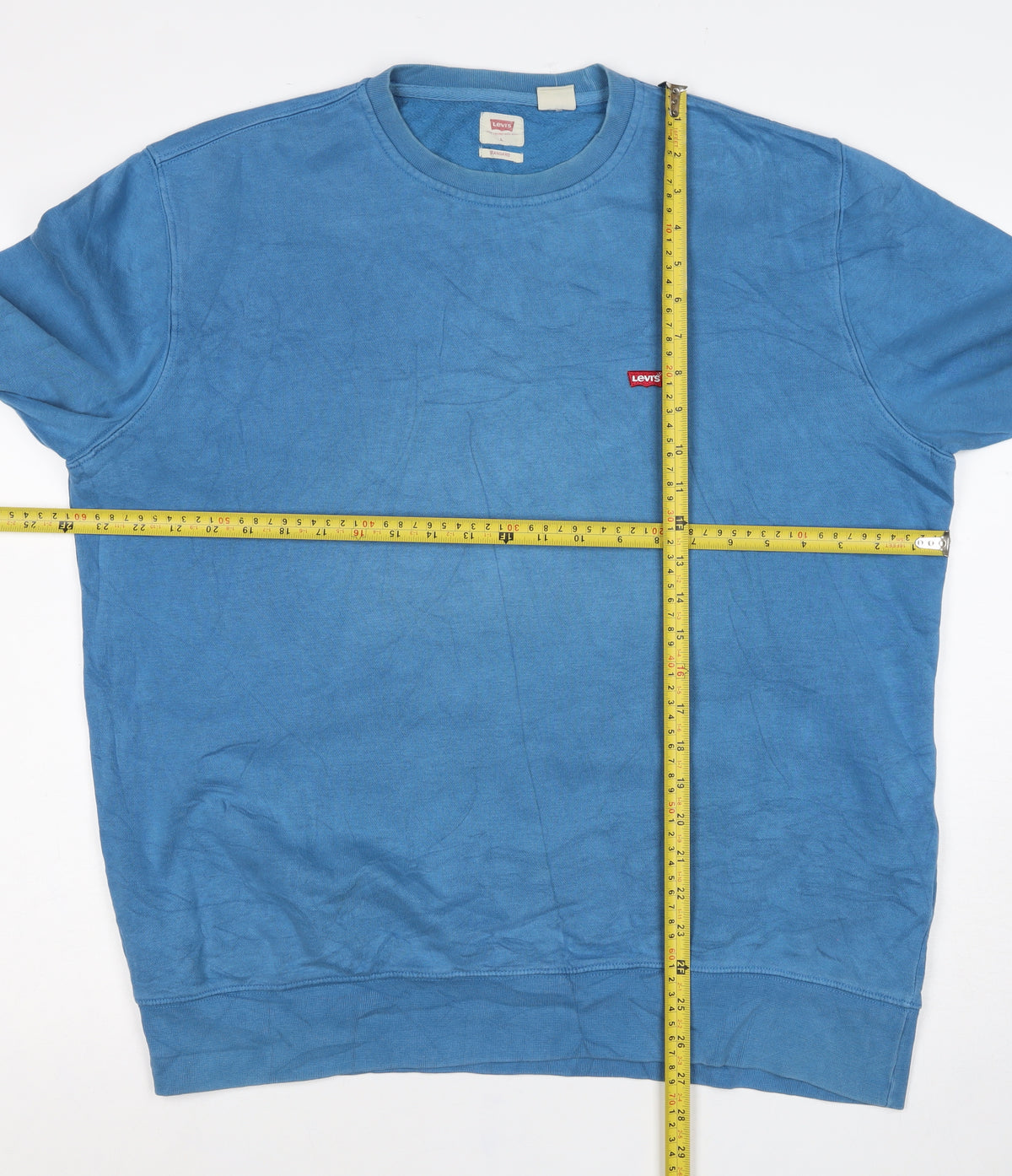 Levi's Men's Blue L Pullover Crew Neck Logo Fleece Sweatshirt