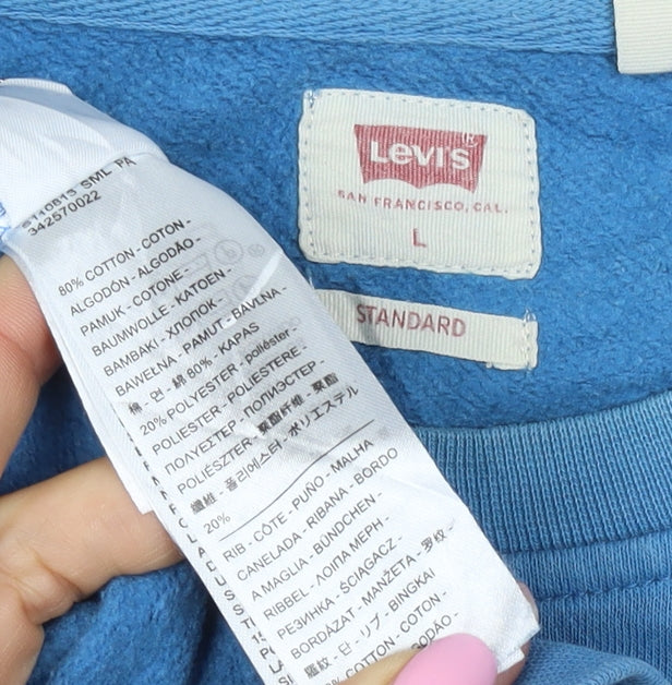 Levi's Men's Blue L Pullover Crew Neck Logo Fleece Sweatshirt