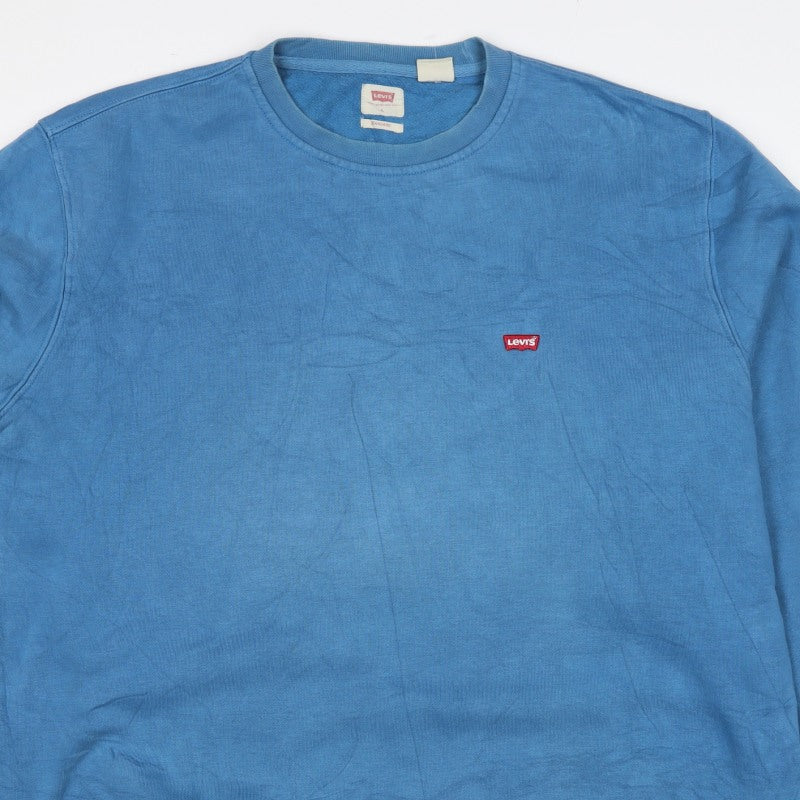 Levi's Men's Blue L Pullover Crew Neck Logo Fleece Sweatshirt