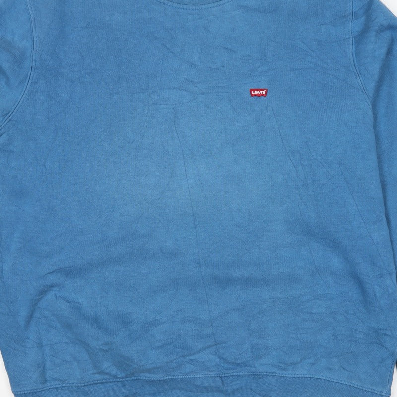 Levi's Men's Blue L Pullover Crew Neck Logo Fleece Sweatshirt