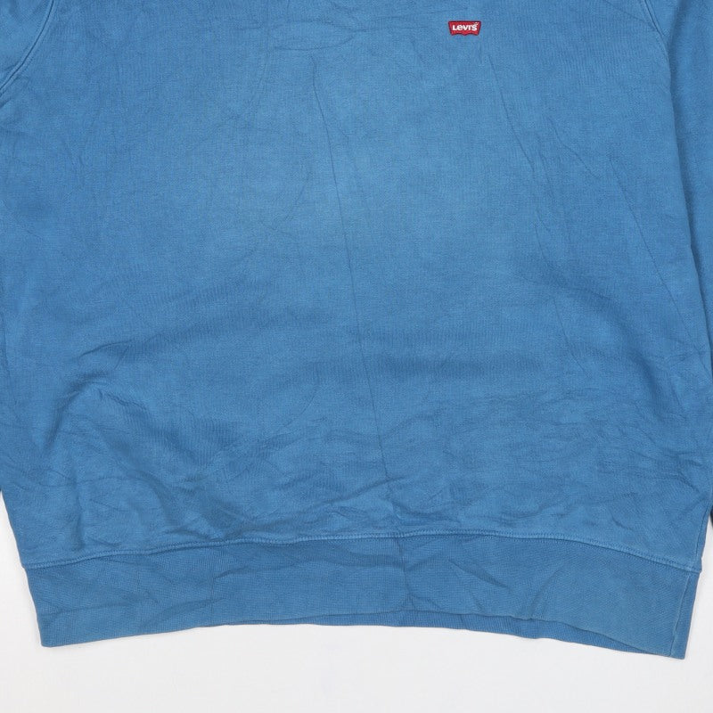 Levi's Men's Blue L Pullover Crew Neck Logo Fleece Sweatshirt