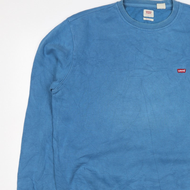 Levi's Men's Blue L Pullover Crew Neck Logo Fleece Sweatshirt