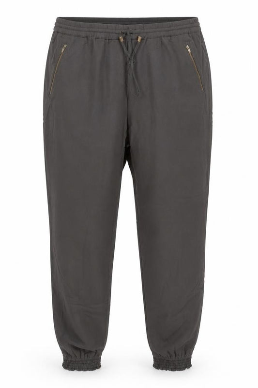 Long Tall Sally Women Grey UK 12 Tall Tapered Jogger Zip Trousers