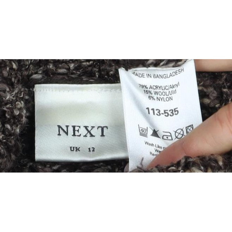 Next Women’s Brown UK 12 Chunky Knit Roll Neck Jumper
