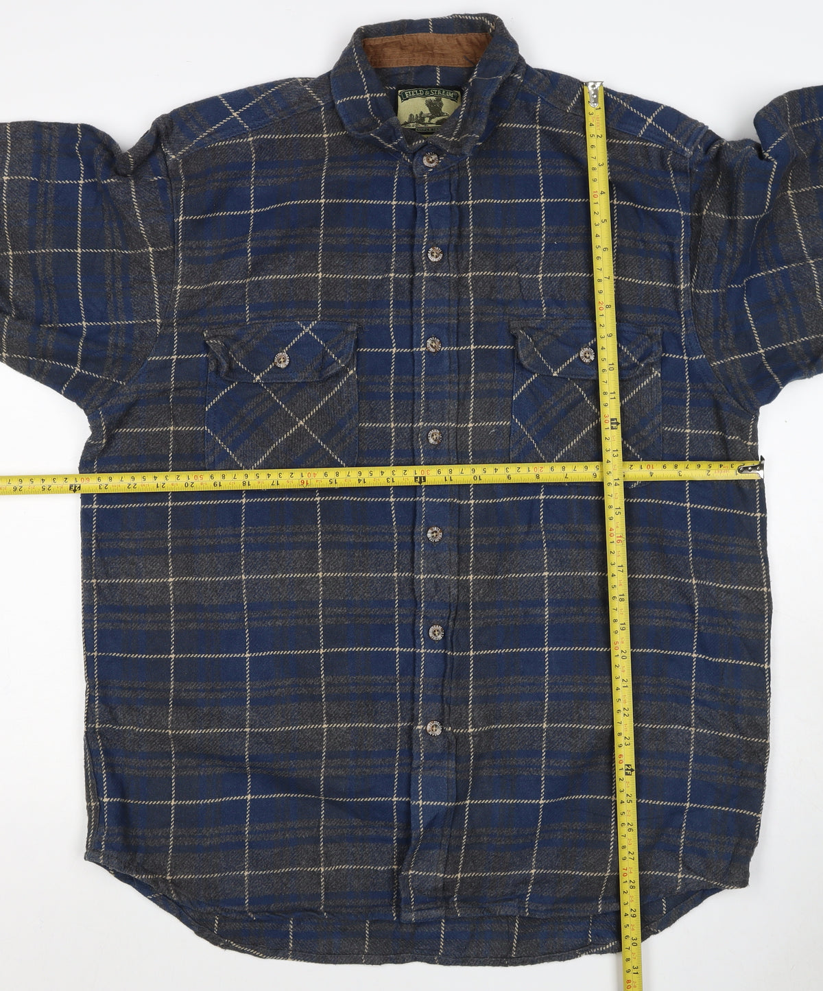 Field & Stream Men’s Blue Plaid Flannel Shirt L Cotton Button-Up