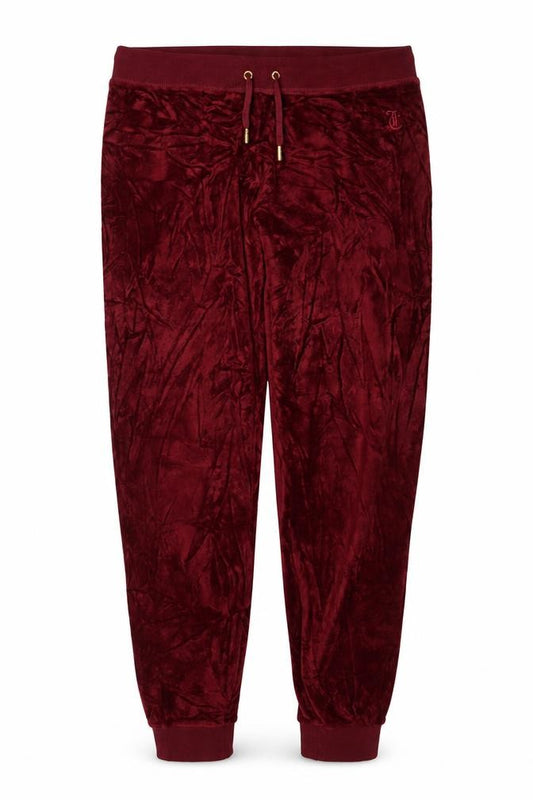 Juicy Couture Women Red Velour Jogger Sweatpants Size L Drawstring