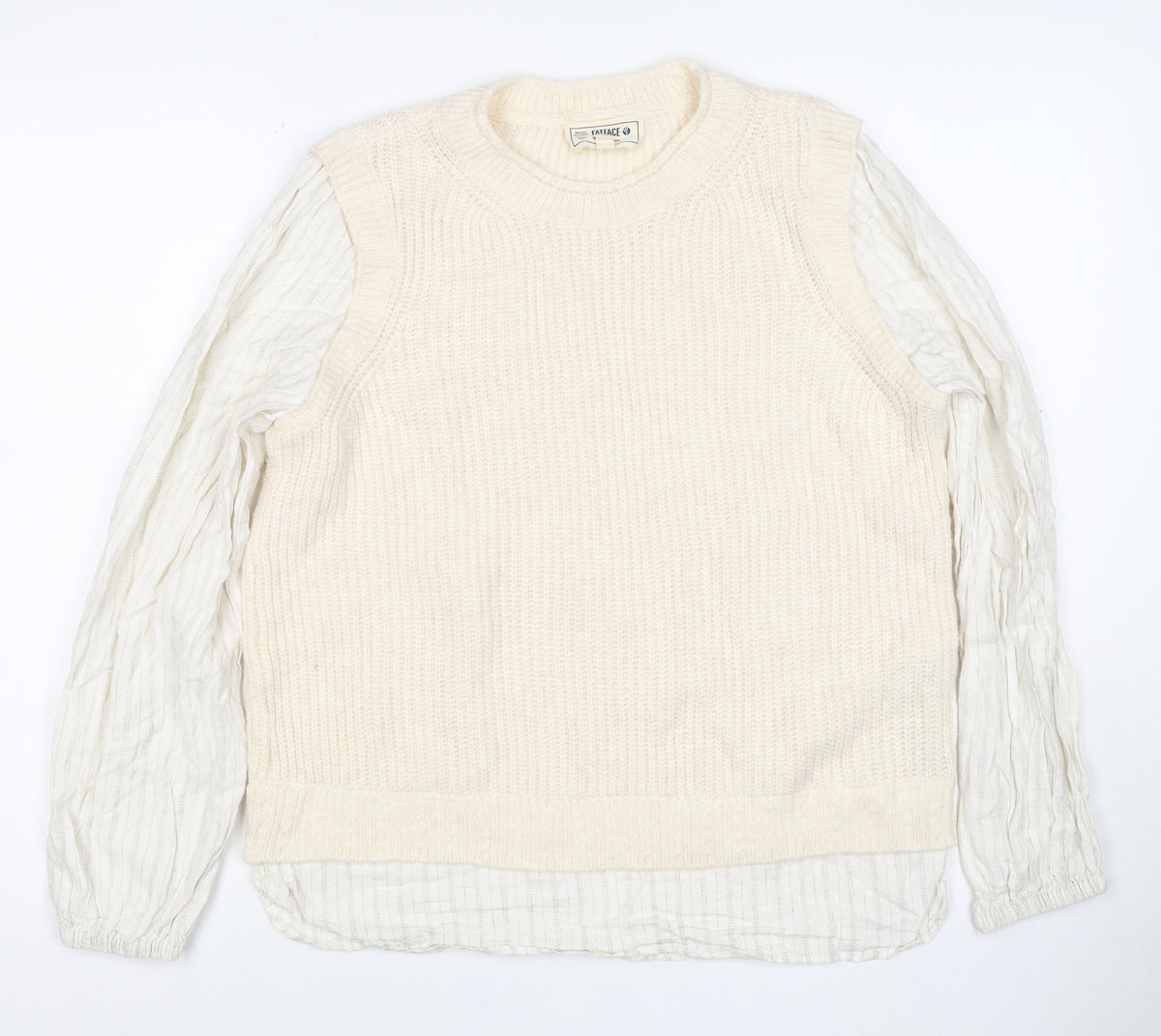 Fat Face Women’s Ivory UK 12 Layered Knit Pullover Jumper
