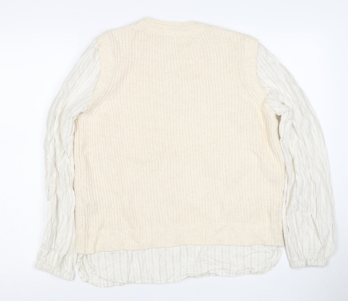 Fat Face Women’s Ivory UK 12 Layered Knit Pullover Jumper