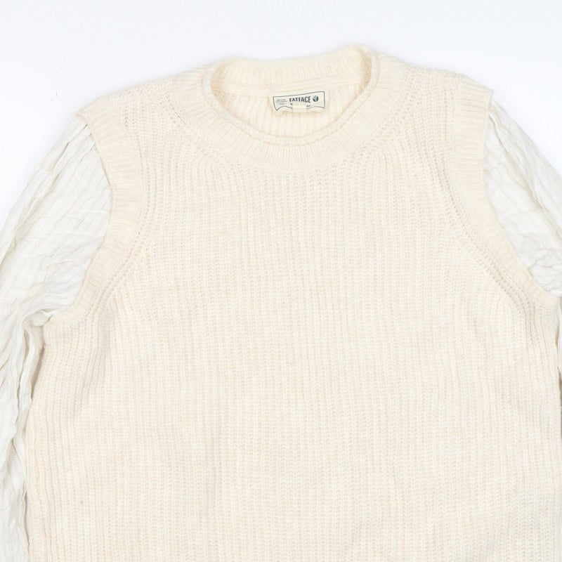 Fat Face Women’s Ivory UK 12 Layered Knit Pullover Jumper