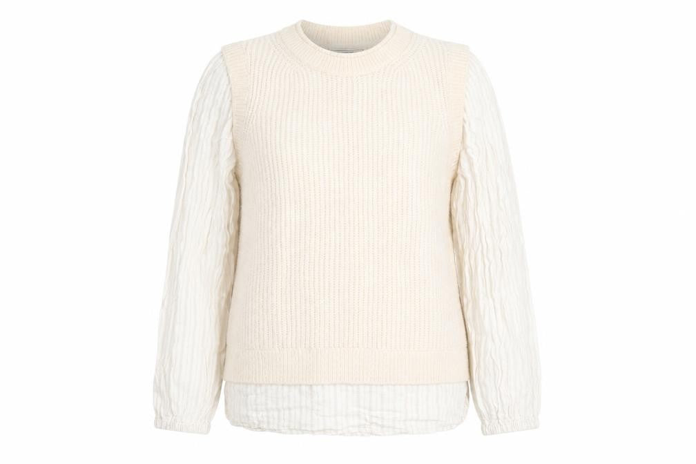 Fat Face Women’s Ivory UK 12 Layered Knit Pullover Jumper