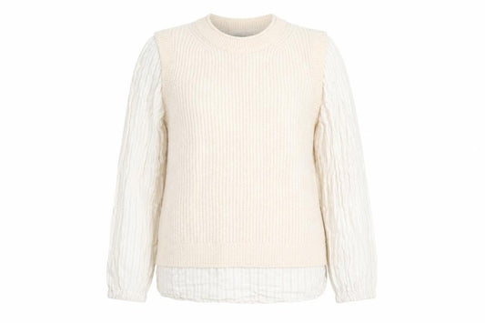 Fat Face Women’s Ivory UK 12 Layered Knit Pullover Jumper