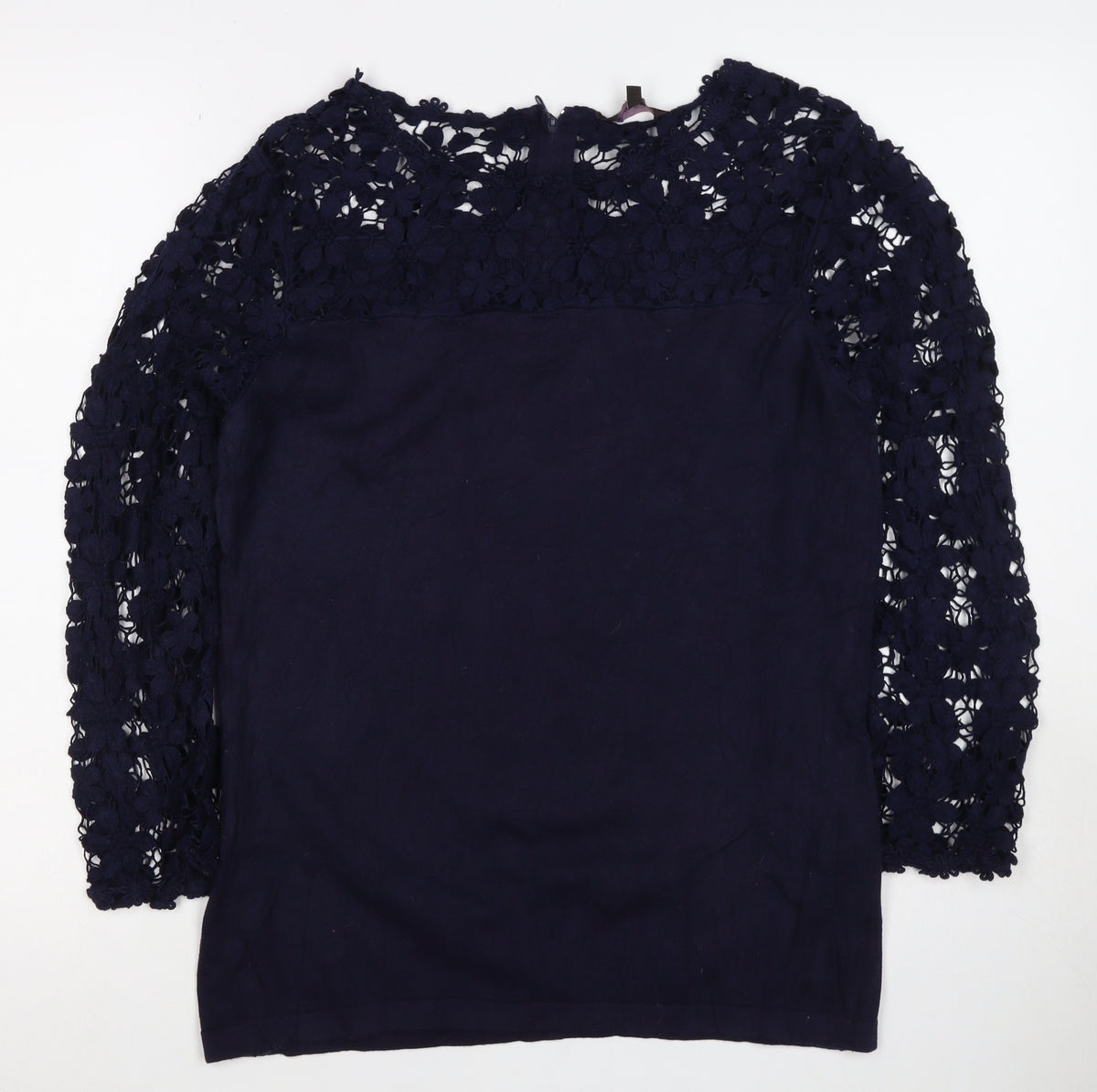 Phase Eight Women Blue UK 16 Basic Floral Lace 3/4 Sleeve Blouse