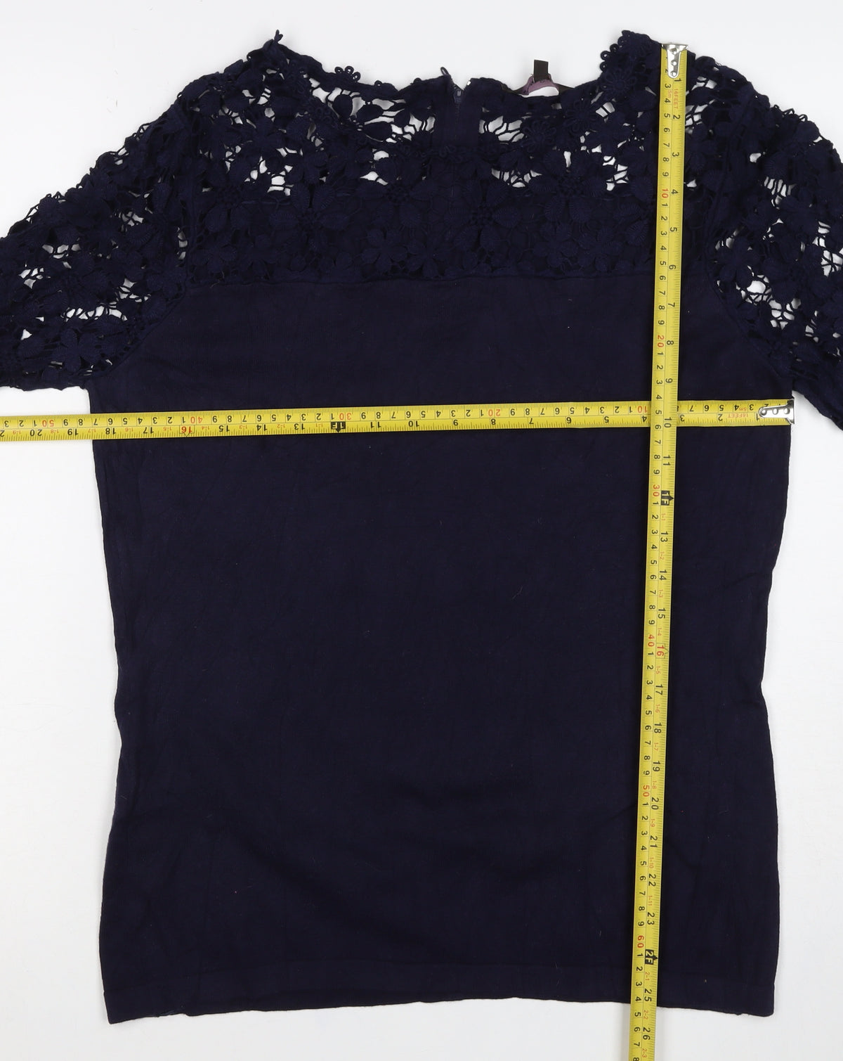 Phase Eight Women Blue UK 16 Basic Floral Lace 3/4 Sleeve Blouse
