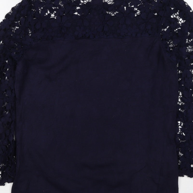 Phase Eight Women Blue UK 16 Basic Floral Lace 3/4 Sleeve Blouse