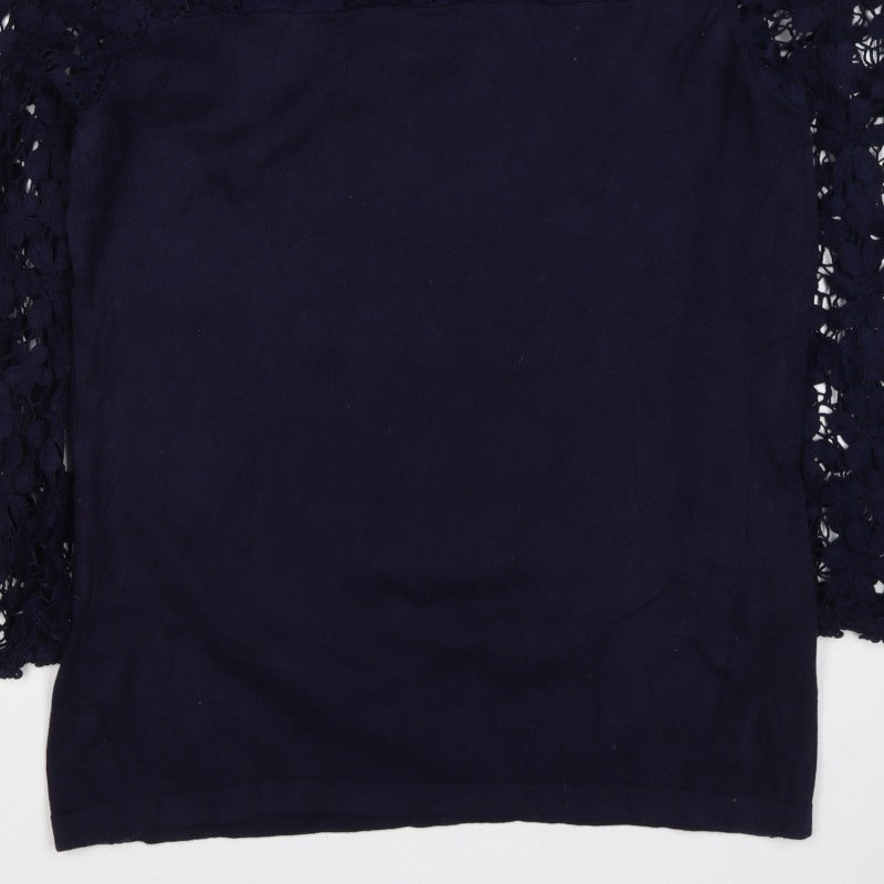 Phase Eight Women Blue UK 16 Basic Floral Lace 3/4 Sleeve Blouse