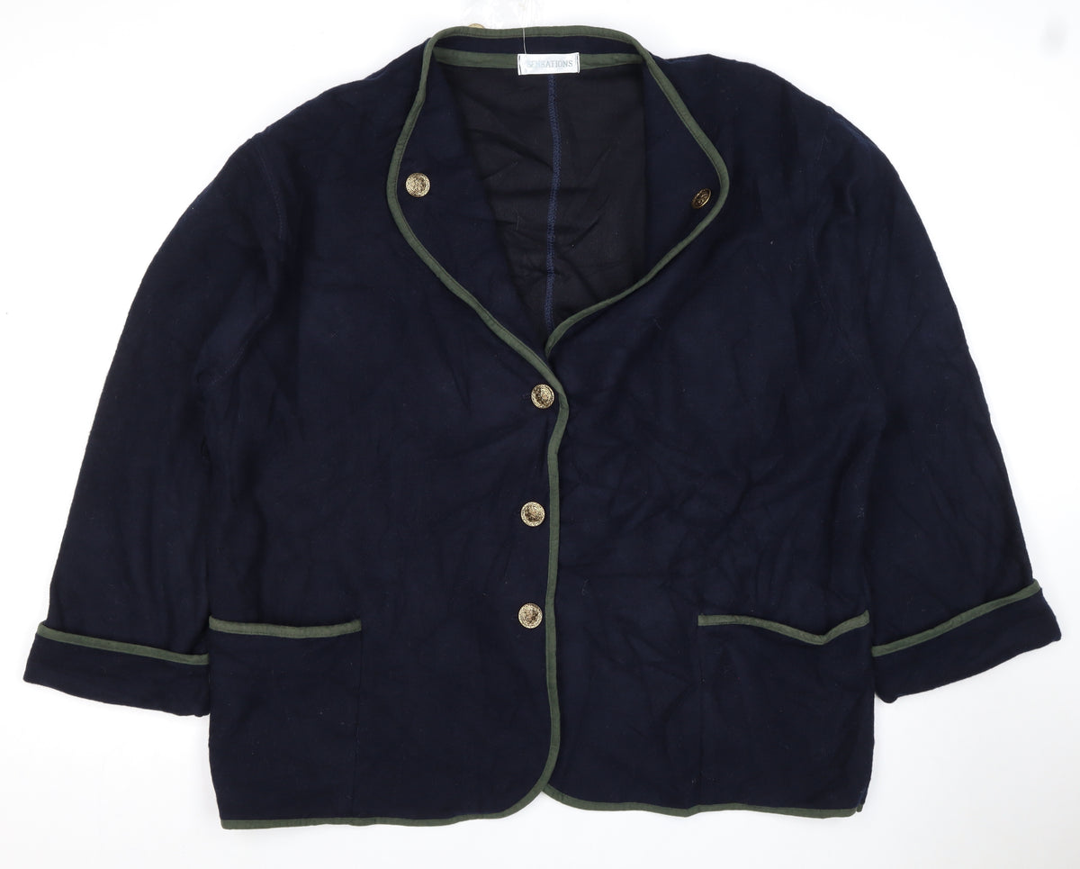 Sensations Men’s Blue XL Wool Blend Military Style Blazer Jacket