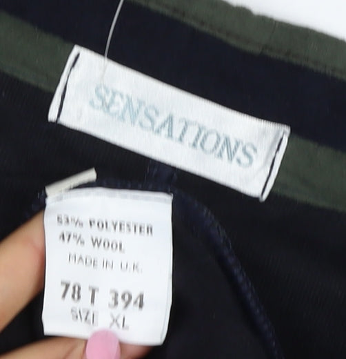 Sensations Men’s Blue XL Wool Blend Military Style Blazer Jacket