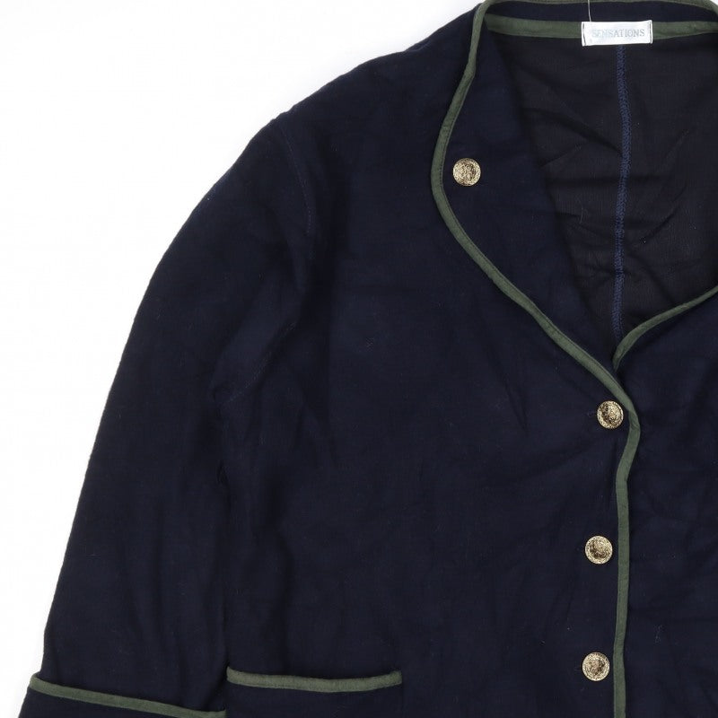Sensations Men’s Blue XL Wool Blend Military Style Blazer Jacket