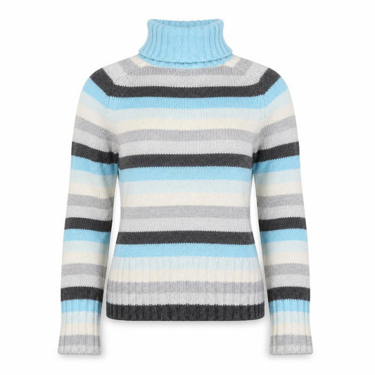 Gap Women Multicoloured S Striped Cashmere Blend Roll Neck Jumper