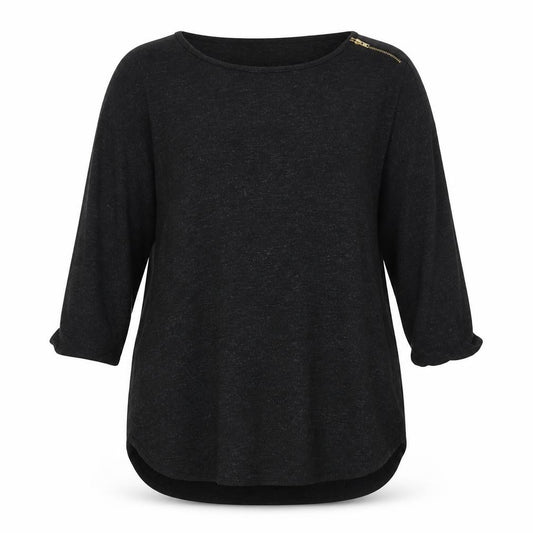 Vero Moda Women Black L Long Sleeve Balloon Sleeve Zip Tunic Blouse