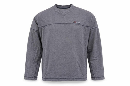 Reebok Men’s Grey Striped Logo V-Neck Pullover Jumper M