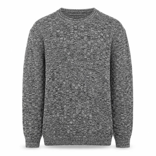 Topman Men's Grey M Wool Geometric Knit Crew Neck Pullover Jumper